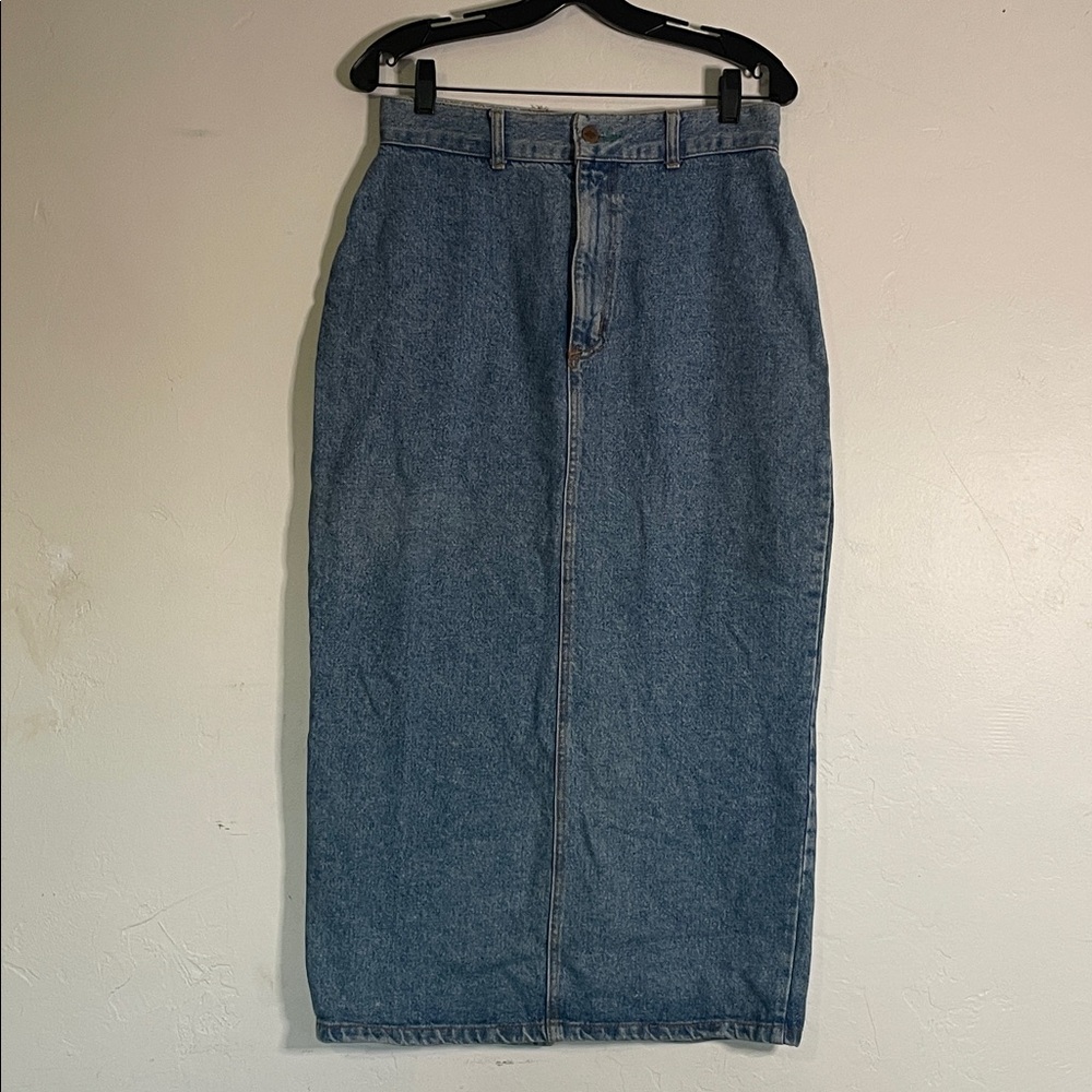 Vintage Bongo Gene Montesano Skirt Maxi Pencil Medium Wash Denim Cotton Sz 11